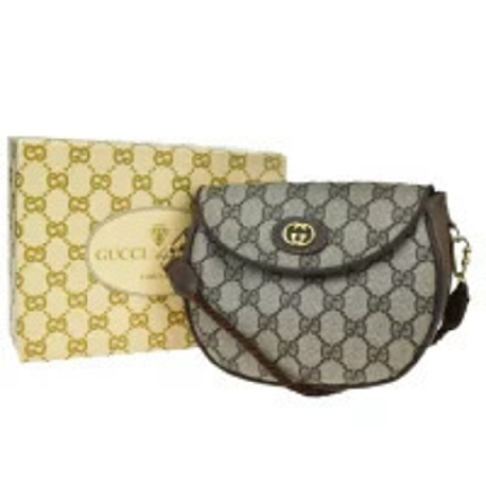 Gucci Shoulder Bag Pochette Clutch GG Interlocking Brown Leather